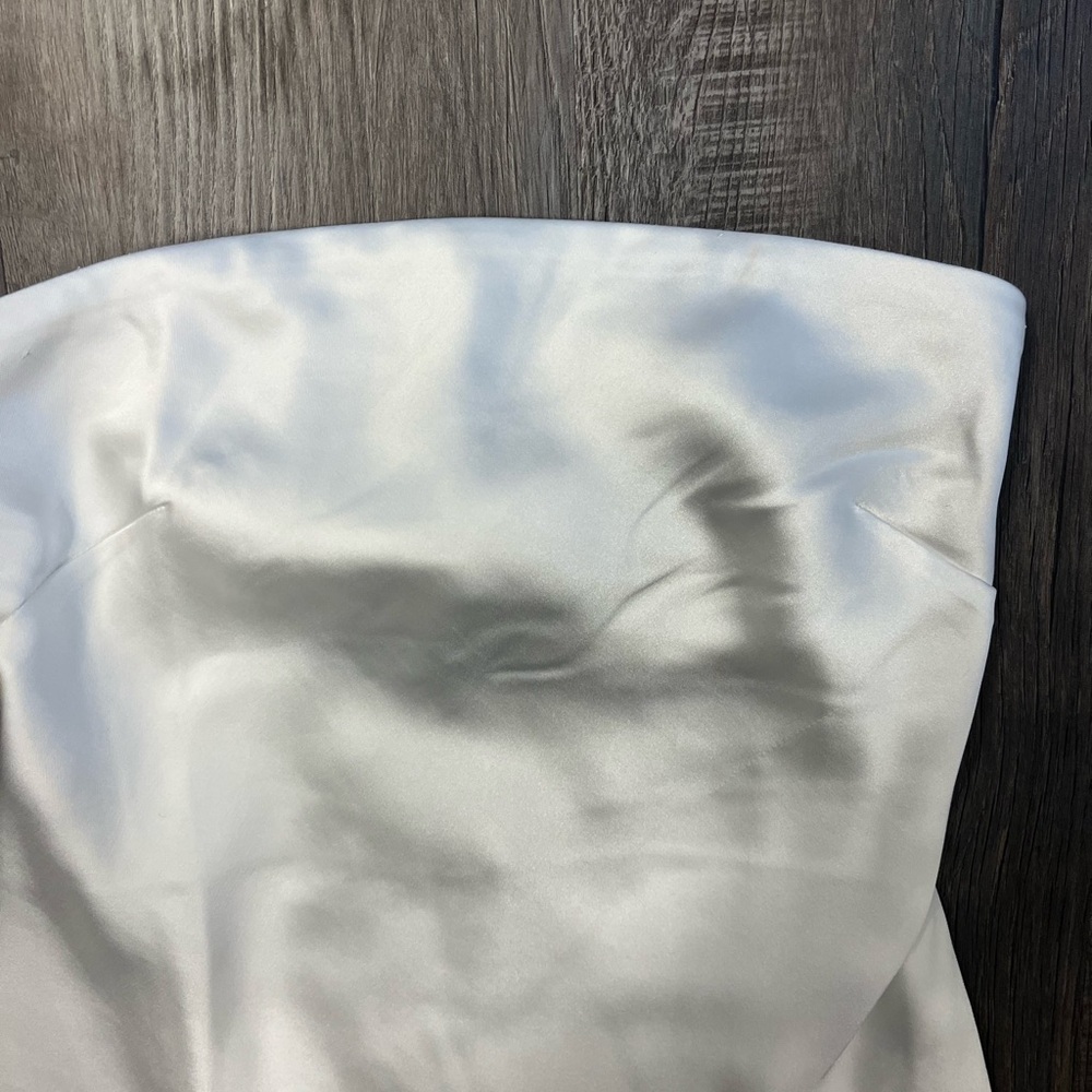 BHLDN x Sachin & Babi Aubrey 10 White Satin Silky Strapless Midi Wedding Dress - Picture 4 of 7